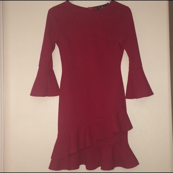 Red Bell Sleeve Dress - Picture 5 of 6